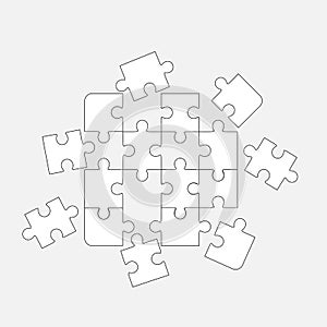 Jigsaw puzzle blank simple broken vector square of sixteen pieces