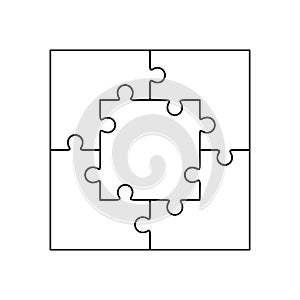 Jigsaw puzzle blank simple vector of five pieces