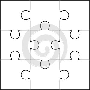 Jigsaw puzzle blank template 3x3