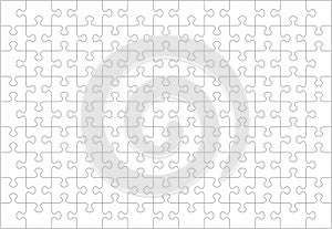 Jigsaw puzzle blank template or cutting guidelines of 117 transparent pieces. Classic style pieces are easy to separate every pie