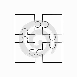 Jigsaw puzzle blank vector square of four separate pieces