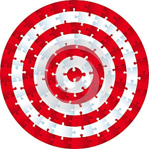 Jigsaw puzzle circle. Concentric pieces as a bullseye