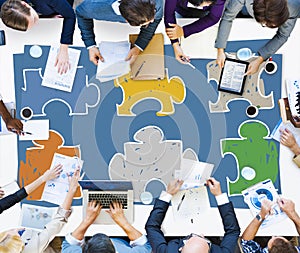 Jigsaw Puzzle Connection Corporate Team Teamwork Concept