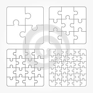 Jigsaw puzzle four flat blank templates set