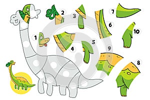 Jigsaw puzzle games. Puzzle with dinosaur. Brachiosaurus