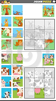 jigsaw puzzle games set with dogs and farm animal characters