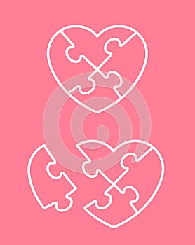 Jigsaw puzzle heart icon with missing piece