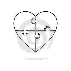 Jigsaw puzzle heart icon. Vector illustration