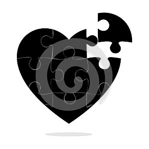 Jigsaw puzzle heart icon. Vector illustration