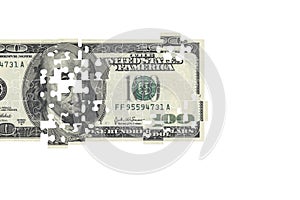 Jigsaw Puzzle of Hundred US Dollar Banknote