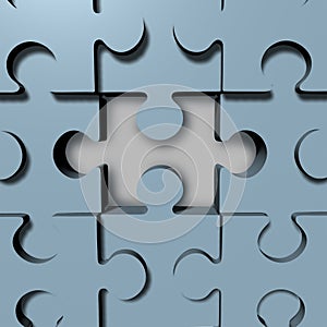 Jigsaw puzzle missing blue pieces