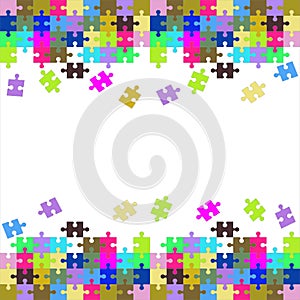 Jigsaw puzzle with multicolor separate pieces. Vector