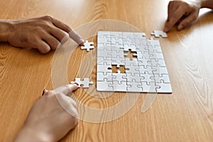 Jigsaw puzzle piece.Finally finding solution.