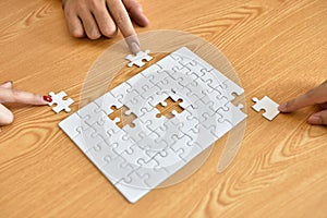 Jigsaw puzzle piece.Finally finding solution.