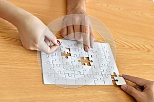 Jigsaw puzzle piece.Finally finding solution.