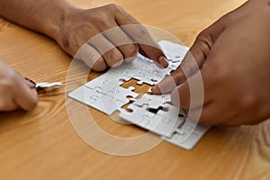 Jigsaw puzzle piece.Finally finding solution.