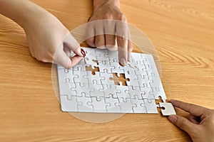 Jigsaw puzzle piece.Finally finding solution.