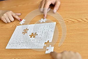 Jigsaw puzzle piece.Finally finding solution.