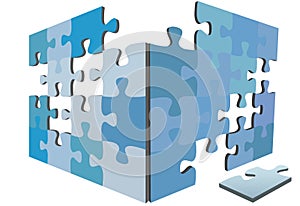 Jigsaw Puzzle pieces 3D solution box