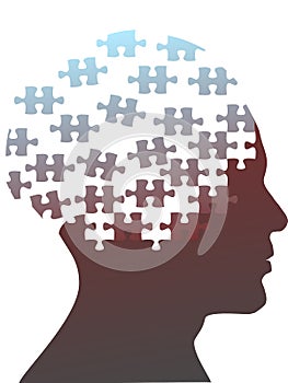 Jigsaw puzzle pieces as mind head of a man