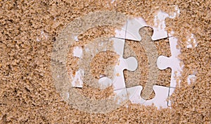 Jigsaw Puzzle Pieces Buried In Sand I