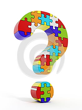 Jigsaw puzzle pieces forming a question mark