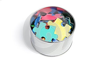 Jigsaw Puzzle Pieces in Tin