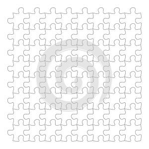 Jigsaw puzzle pieces on white background, isolated white jigsaw