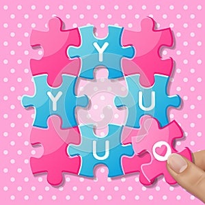 Jigsaw puzzle pieces with words you