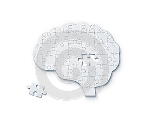 Jigsaw puzzle in shape of human brain