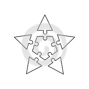 Jigsaw puzzle simple vector separate pieces in the form of a star