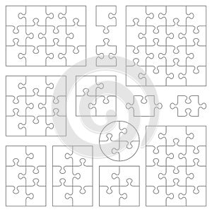 Jigsaw puzzle templates and pieces collection. Classic, accurate, transparent.