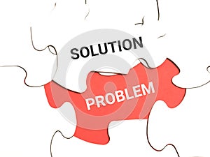 Jigsaw puzzle with text SOLUTION PROBLEM.