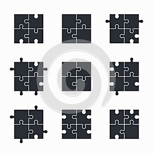 Jigsaw puzzle vector icon set