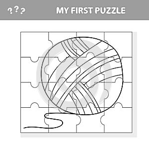 Jigsaw puzzle with yarn. Visual educational puzzle for children