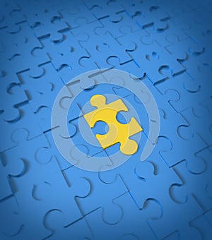 Jigsaw puzzle yellow blue pieces