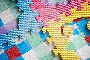 Jigsaw puzzles made of foam are colorful