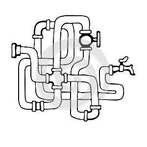 Jigsaw of water pipes .