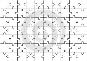 Jigsaws puzzles simple pattern isolated on white, Classic puzzles game element or mosaic part connection. Vector