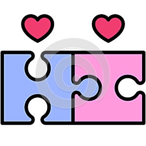 Jigzaw puzzle icon, Love and heart vector