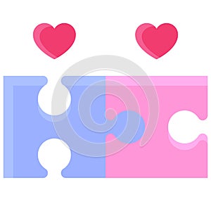 Jigzaw puzzle icon, Love and heart vector