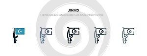 Jihad icon in different style vector illustration. two colored and black jihad vector icons designed in filled, outline, line and