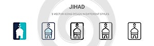 Jihad icon in filled, thin line, outline and stroke style. Vector illustration of two colored and black jihad vector icons designs