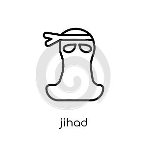 jihad icon. Trendy modern flat linear vector jihad icon on white