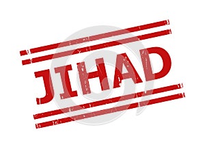 JIHAD Red Grunge Badge with Double Lines