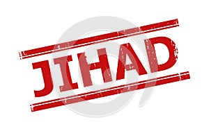 JIHAD Red Grunge Stamp Seal with Double Lines