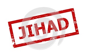 JIHAD Red Rectangle Frame Corroded Stamp