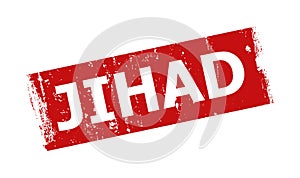 JIHAD Red Rectangle Scratched Badge