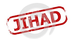 JIHAD Red Rounded Rectangle Corroded Stamp Seal