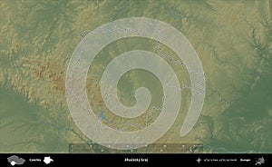 Jihocesky kraj outlined, Czechia. Physical